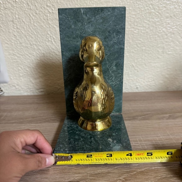 Vintage Green Marble Brass Duck Bookends MCM Elegant Decor - Picture 11 of 11